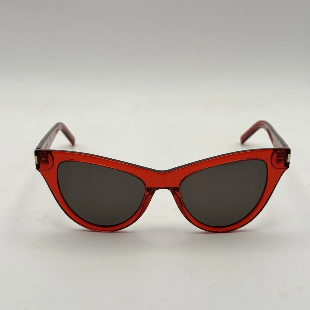 New SAINT LAURENT SL425 005 54mm Red‎ Cat Eye Oversized Sunglasses Italy Black